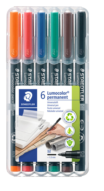 Viltstift Staedtler Lumocolor 317 permanent M set à 6 stuks