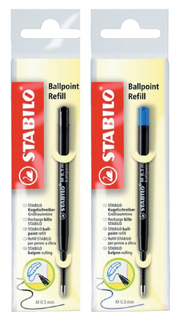 Balpenvulling STABILO standaard medium blauw blister à 1 stuk