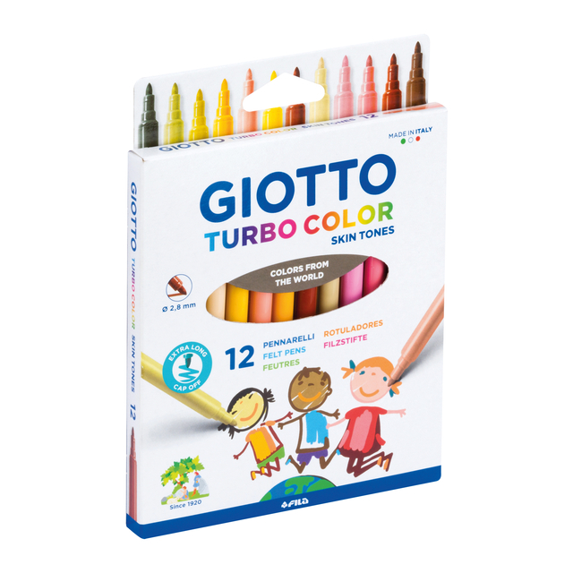 Viltstift Giotto Turbo Color skin tones 12 stuks