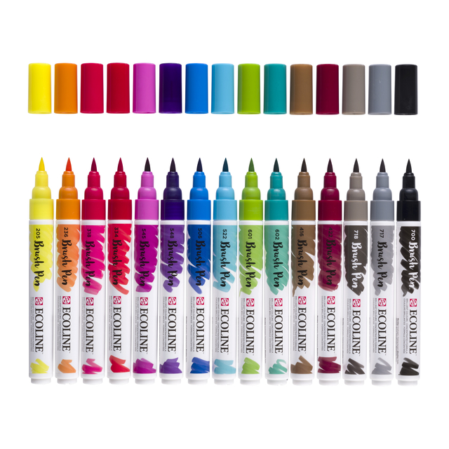 Brushpen Talens Ecoline set á 15 stuks assorti