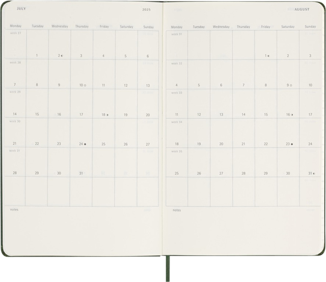 Agenda 2025 Moleskine 12M Planner Weekly 7dagen/1pagina large hc myrtle green