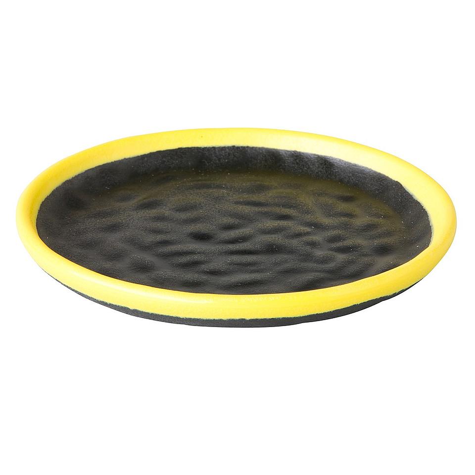 Bord Sushi Asia Rond zwart_geel melamine 15cm doos 6 stuk