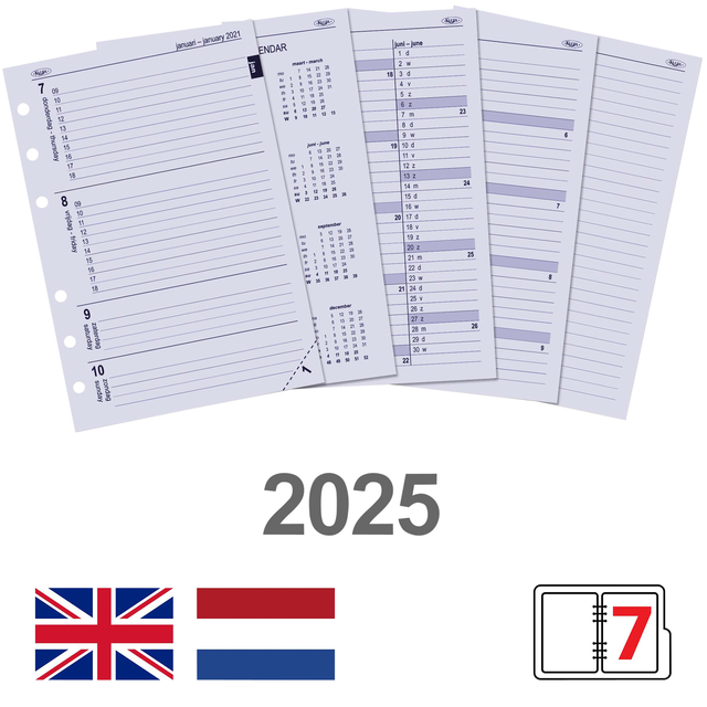 Agendavulling 2025 Kalpa A5 7dagen/2pagina's