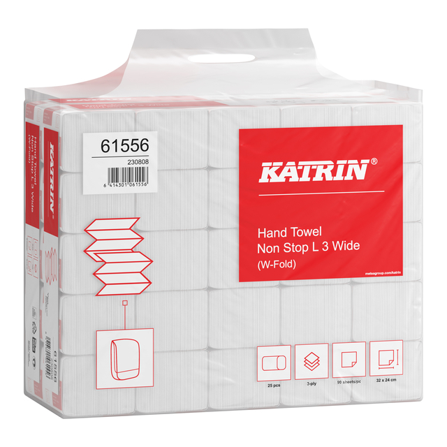 Handdoek Katrin W-vouw 3-laags wit 320x240mm