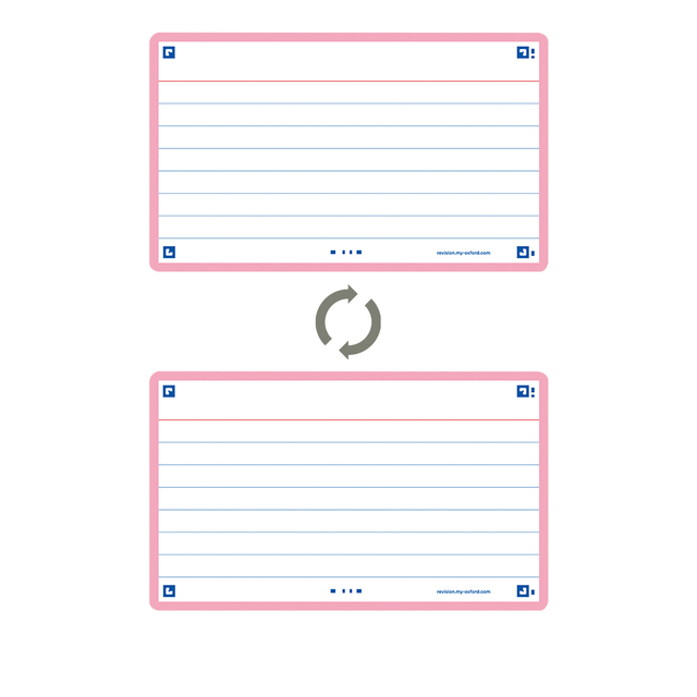 Flashcard Oxford 2.0 75x125mm 80 vel 250gr lijn roze