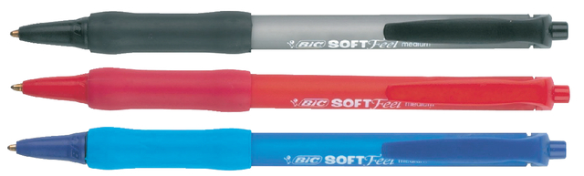 Balpen Bic soft feel grip clic medium rood