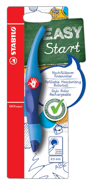 Rollerpen STABILO Easyoriginal rechtshandig licht/donkerblauw blister à 1 stuk