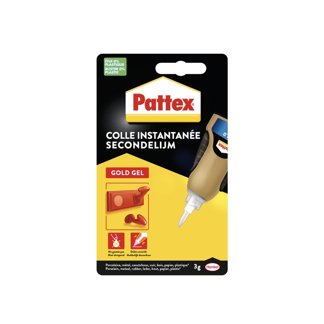 Secondelijm Pattex Gold GEL tube 3 gram op blister