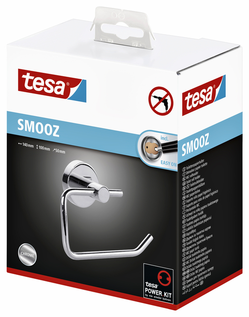 Toiletrolhouder tesa® Smooz hoogglans verchroomd metaal zelfklevend