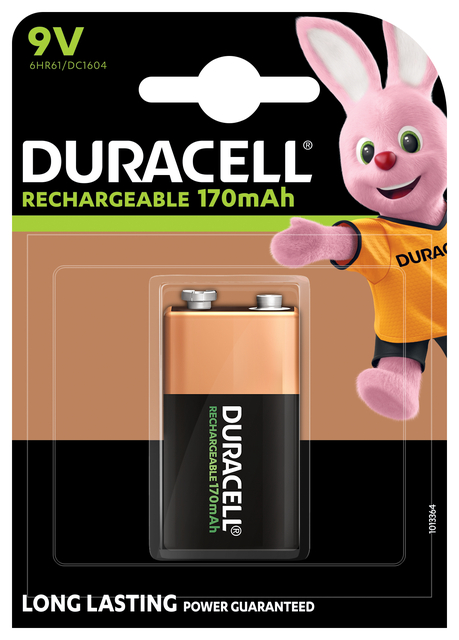 Batterij oplaadbaar Duracell 1x9Volt 170mAh Plus