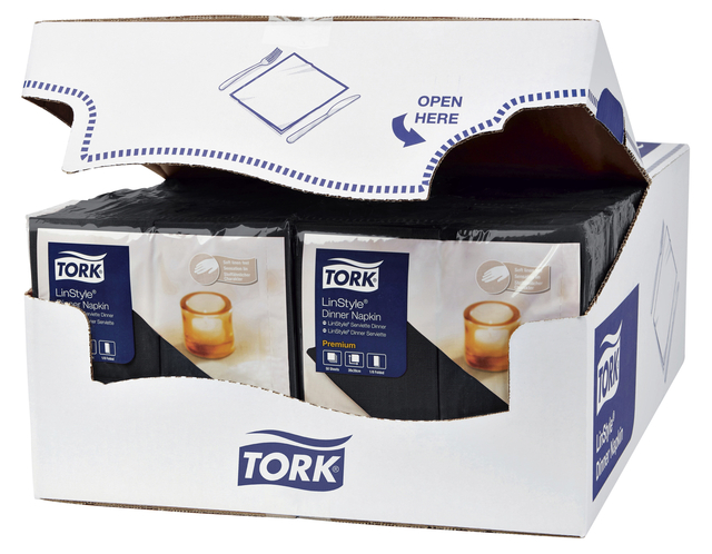 Dinnerservetten Tork Premium LinStyle® 1/8 gevouwen 50 stuks zwart 478151