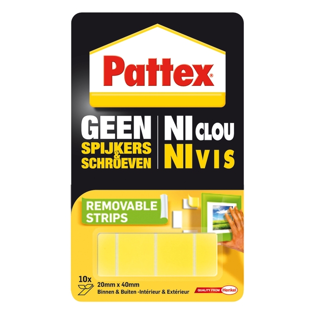 Supermontagestrip Pattex 2kg verwijderbaar 10 stuks