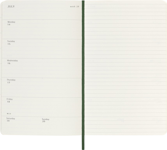 Agenda 2025 Moleskine 12M Planner Weekly 7dagen/1pagina large sc myrtle green