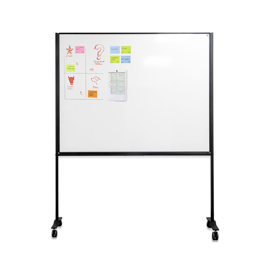 Verrijdbaar Work Board, emailstaal wit - 120x150 cm