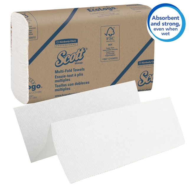 Handdoek Scott m-vouw 1-laags 230x235mm 16x250stuks wit 1804