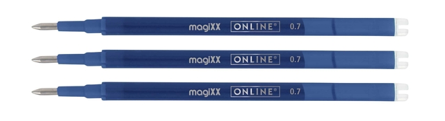 Gelschrijvervulling Online Magixx 0.7mm blauw blister à 3 stuks