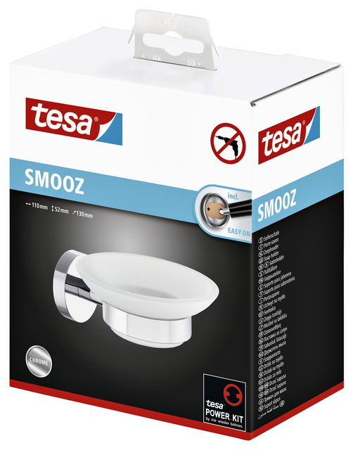 Zeephouder tesa® Smooz hoogglans verchroomd metaal zelfklevend