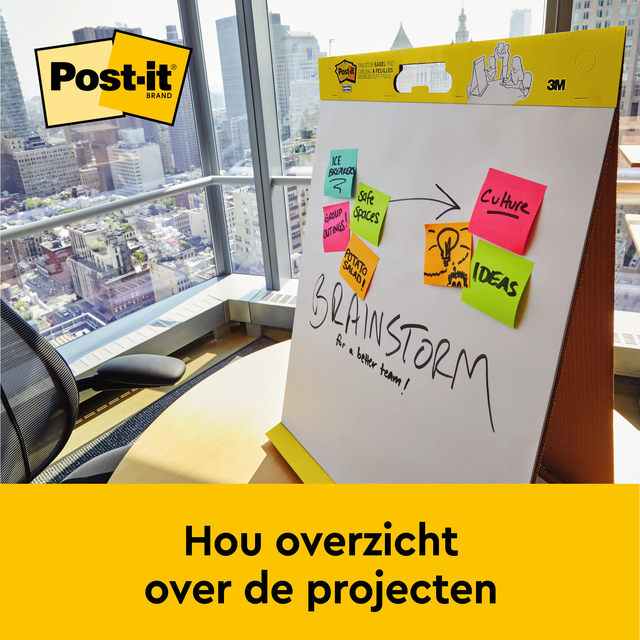 Meeting chart Post-it 563R Super Sticky 50,8x58,4cm met tafelstandaard wit 20 vel