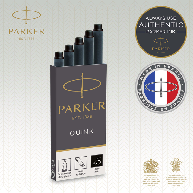 Inktpatroon Parker Quink blauwzwart blister à 5 stuks