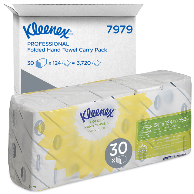 Handdoek Kleenex Ultra i-vouw 2-laags 21,5x31,5cm 5x124stuks 7979