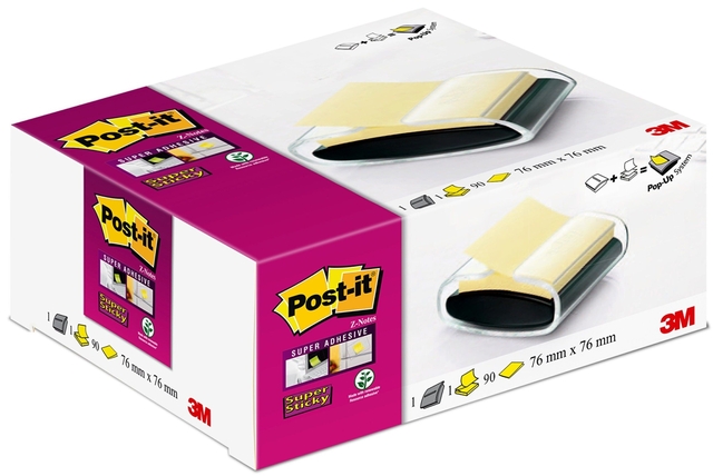 Memoblokdispenser Pro tbv Post-it Z-Notes 76x76mm incl notes transparant zwart