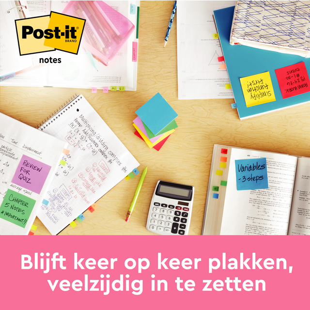 Memoblok Post-it 655 76x127mm gelijnd roze 6 stuks