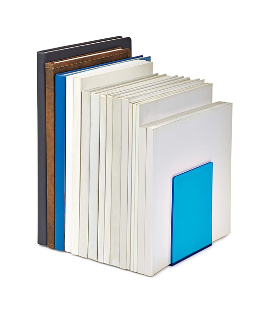 Boekensteun MAUL 10x10x13cm acryl set 2 neon blauw transparant