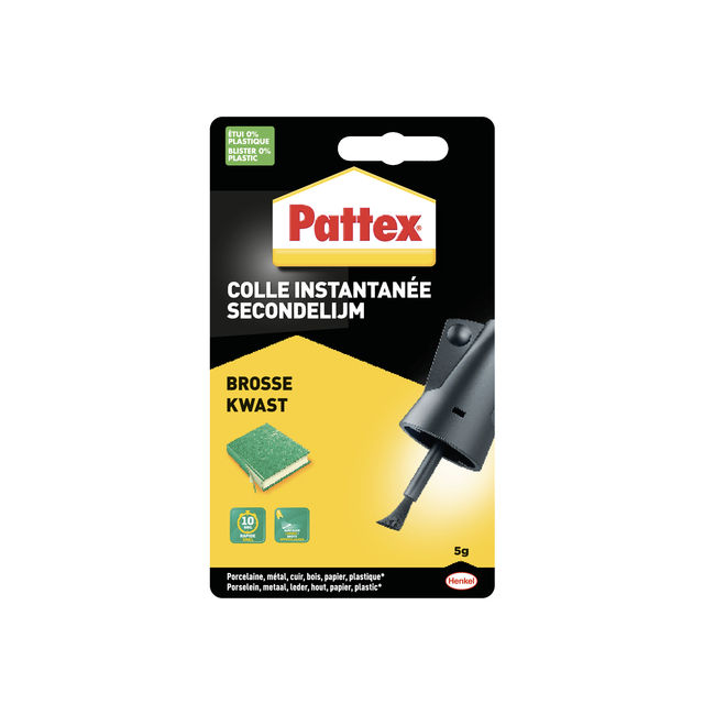 Secondelijm Pattex met kwast flacon 5 gram op blister