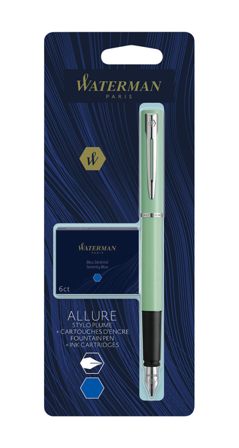 Vulpen Waterman Allure assorti pastel + inktpatronen Blauw