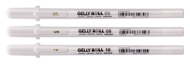 Gelpen Sakura Gelly Roll zuiver wit set 3 maten