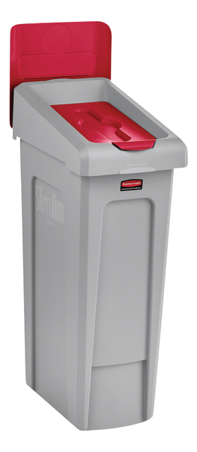 Deksel Rubbermaid Slim Jim Recyclestation gesloten rood