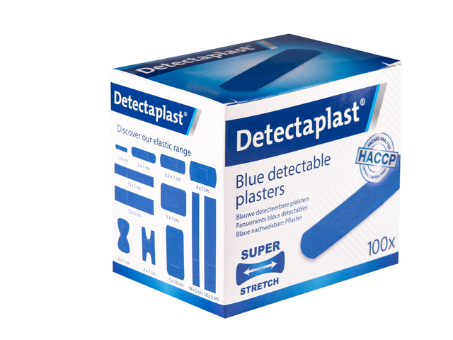 Elastische blauwe textielpleister Detectaplast 19x72mm 100 stuks