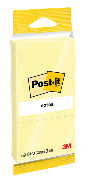 Memoblok Post-it Notes 6810 38x51mm canary yellow 3 stuks