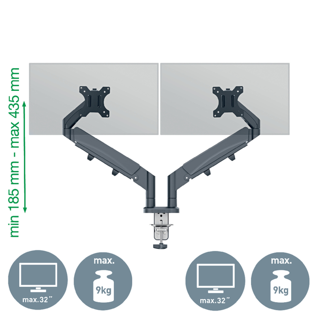 Monitorarm Leitz Ergo Ruimtebesparend Dubbel