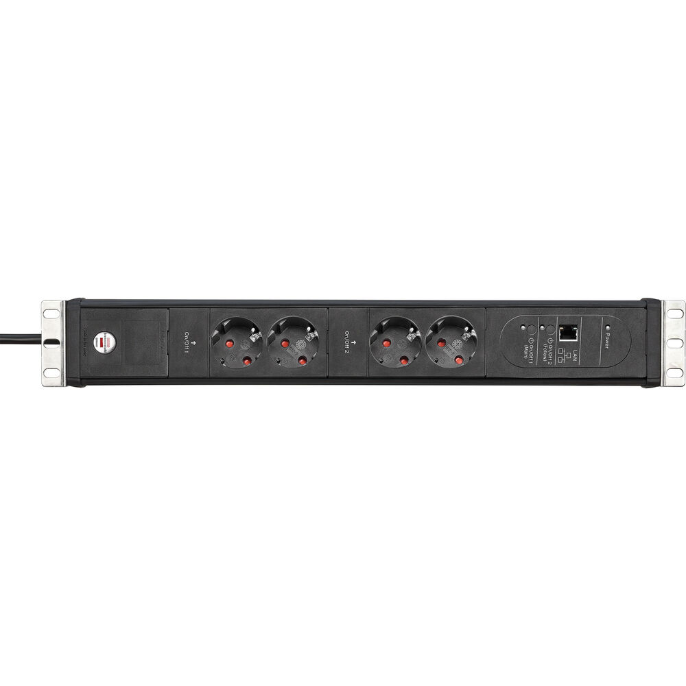 Brennenstuhl Premium Web-Line Internet 19" PDU 16A met 4x Type F stopcontacten, Main-Follow functie, LAN stopcontact