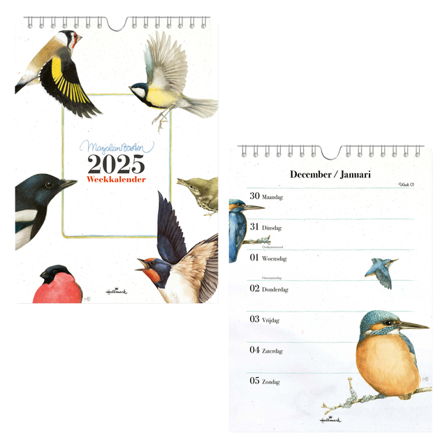 Weekkalender 2025 Hallmark Marjolein Bastin 165x230mm vogels