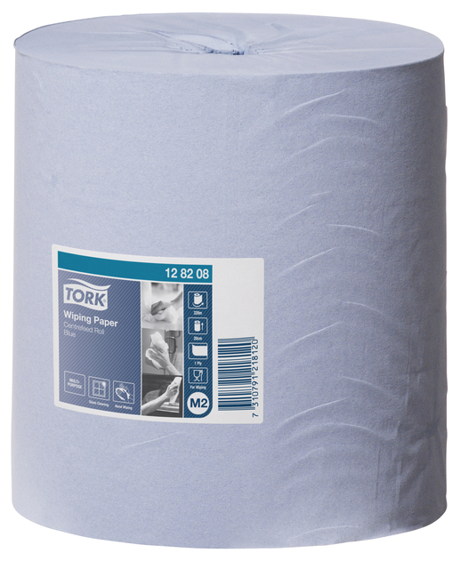 Poetspapier Tork M2 centerfeed  1-laags 320m blauw 128208