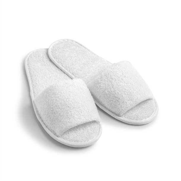 Hotelslipper white open toe in paper band 100 stuks