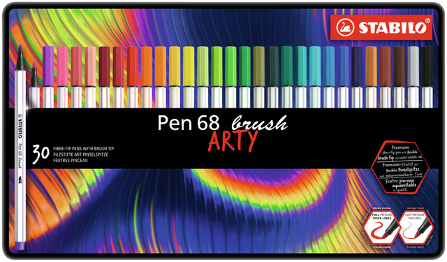 Brushstift STABILO Pen 568/30 Arty assorti blik à 30 stuks