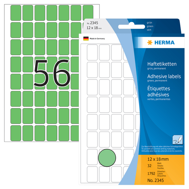 Etiket HERMA 2345 12x18mm groen 1792stuks