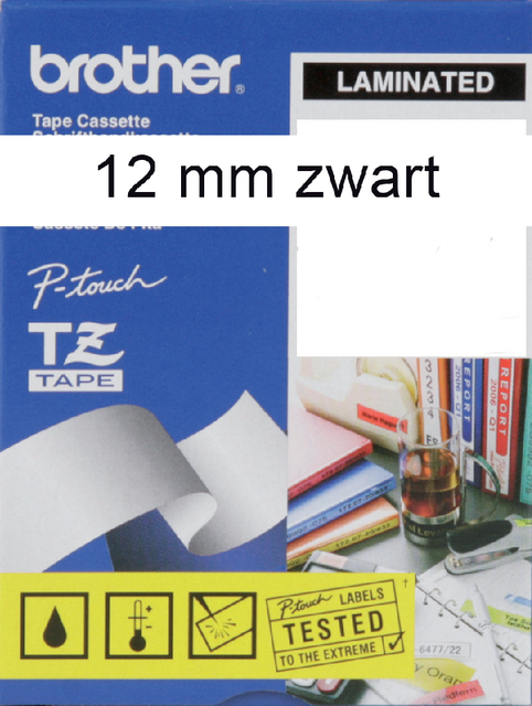 Labeltape Brother P-touch TZe-N231 ongelamineerd 12mm zwart op wit