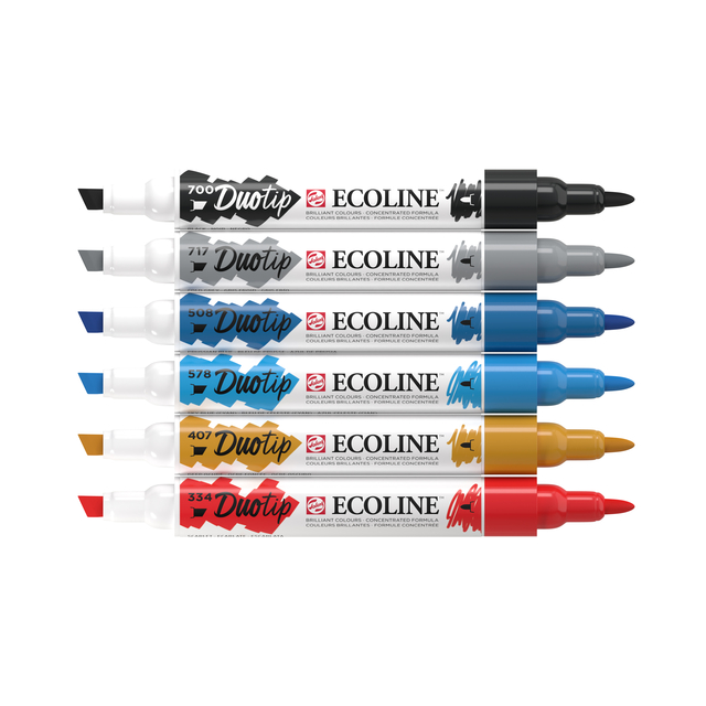 Duotip marker Ecoline urban landscape set 6 kleuren