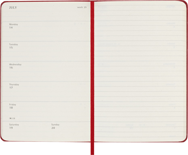 Agenda 2025 Moleskine 12M Planner Weekly 7dagen/1pagina pocket hc scarlet red