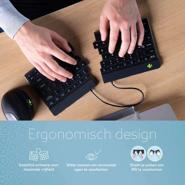 Toetsenbord R-Go Split Break QWERTY WL zwart