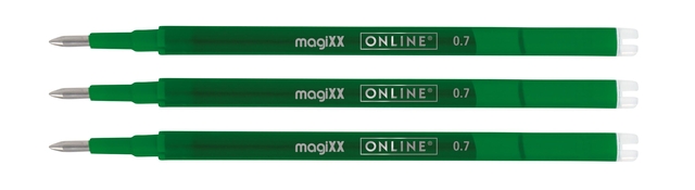 Gelschrijvervulling Online Magixx 0.7mm groen blister à 3 stuks