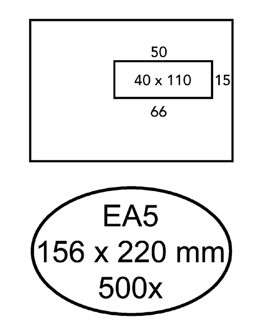 Envelop Hermes EA5 156x220mm venster 4x11 rechts zelfklevend 500 stuks