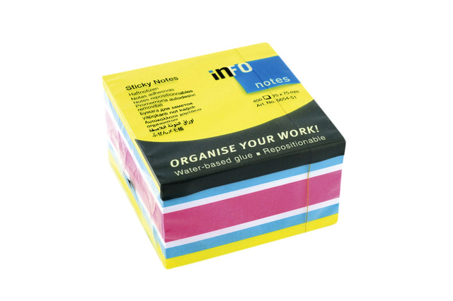 Memoblok info notes kubus 450 vel 75x75mm neon assorti 450 vel