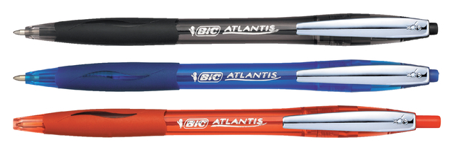 Balpen Bic Atlantis soft metalen clip clic medium zwart