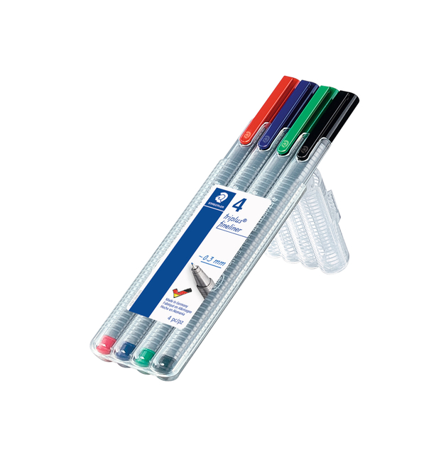 Fineliner Staedtler Triplus 334 assorti 0.3mm 4 stuks