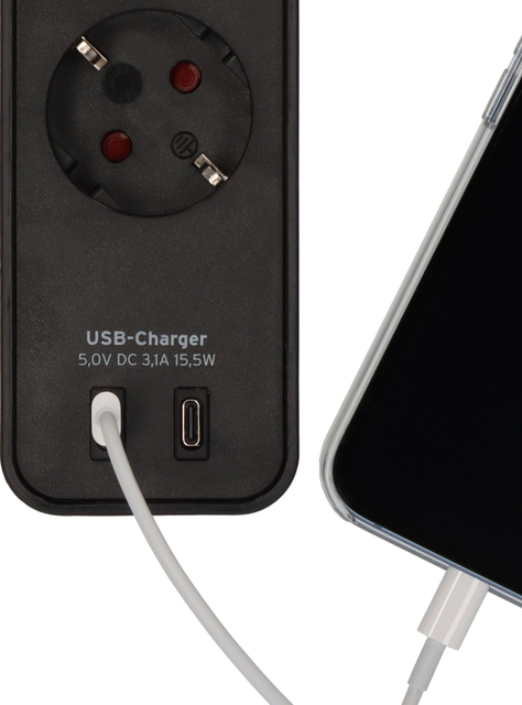 Stekkerdoos Brennenstuhl Ecolor 4 voudig inclusief 2 USB C 1.5 meter zwart